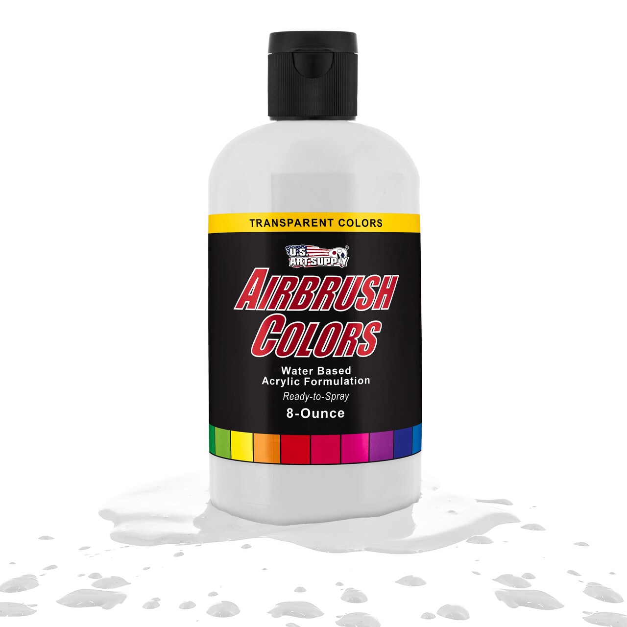 U.S. Art Supply Transparent White Acrylic Special Effects Airbrush Paint - 8oz Ready to Spray Air Brush Paint for Nails, Models, Fabric - Water-Based Air Brush Painting